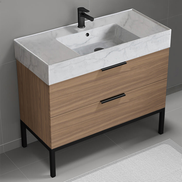 Bathroom Vanity, Nameeks DERIN752, Modern Bathroom Vanity, Walnut, 40